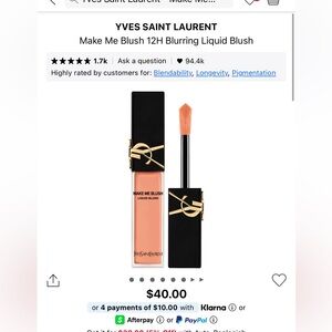 YSL Make me Blush 12 H blurring liquid blush in color 57 coral